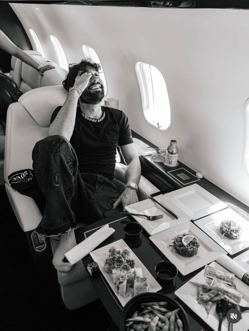Akam Hamak on a private jet